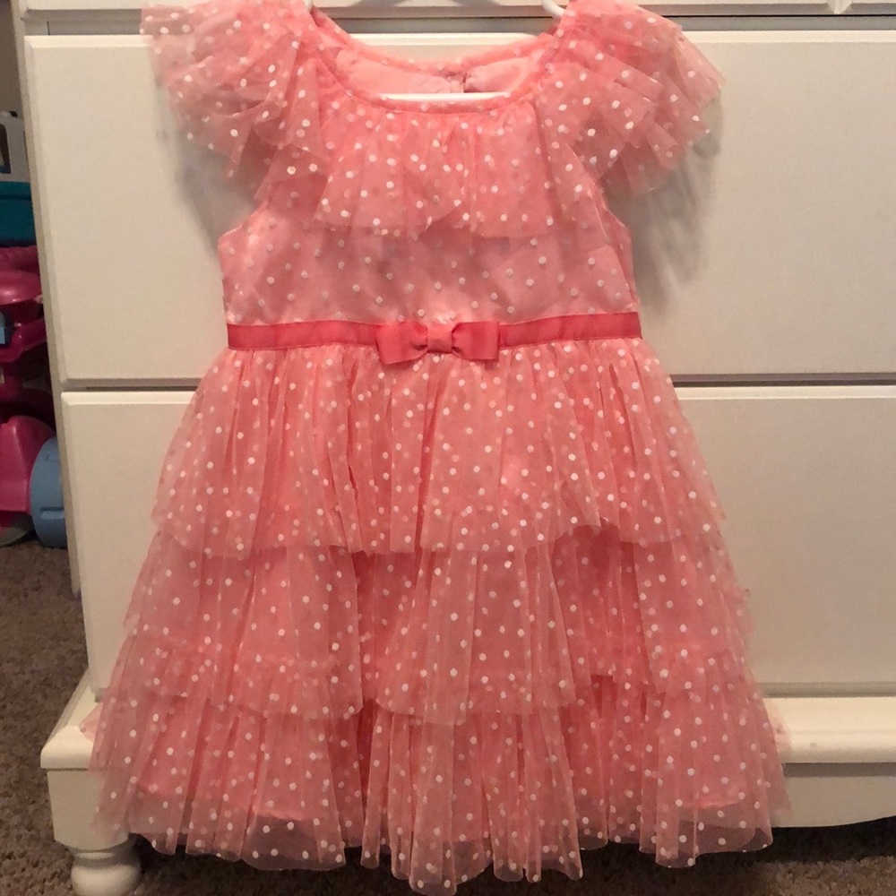 Pink polka dot ruffle dress
